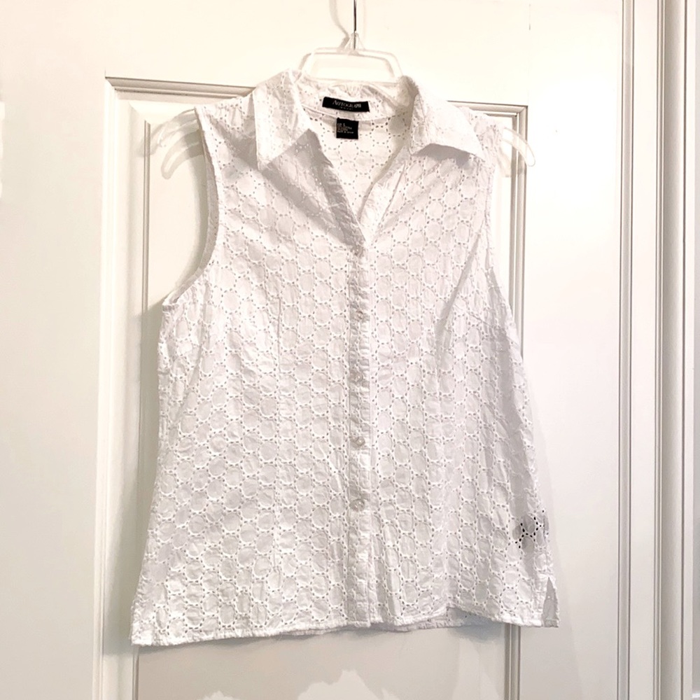 White button up tank top